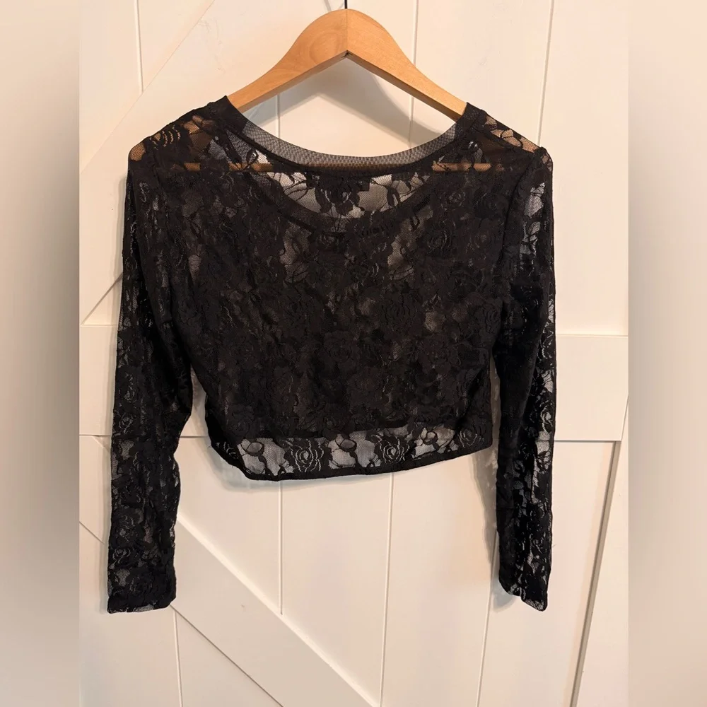 New Pretty Angel Black Floral Lace Crop Top L/XL gothcore